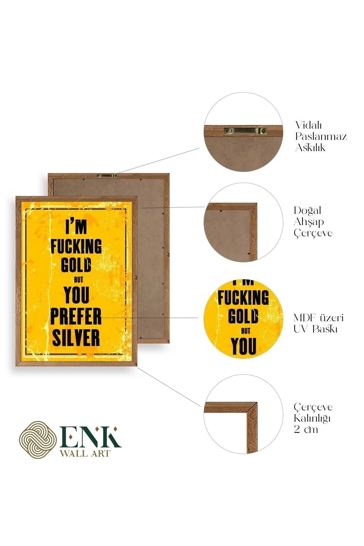 Motto Ahşap Çerçeveli Tablo 23 x 30