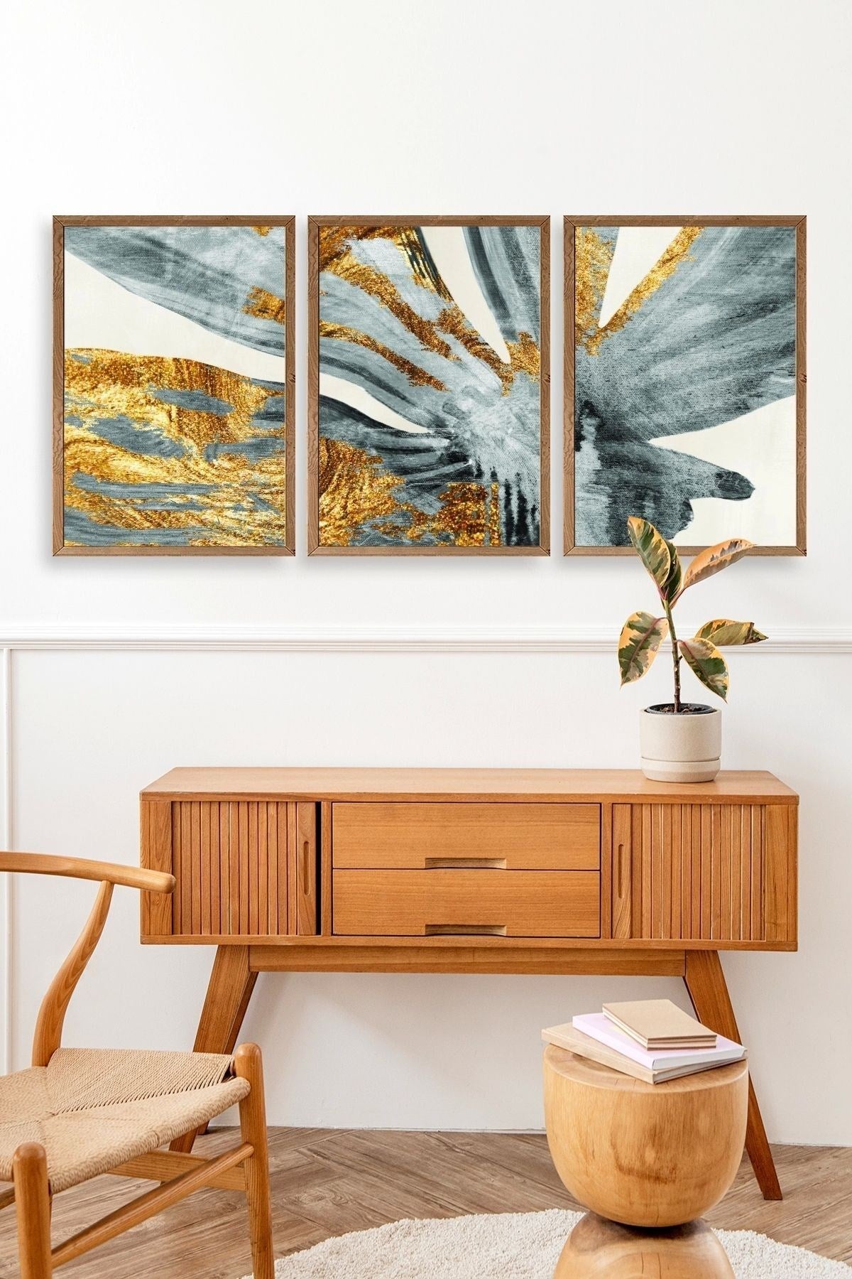 Soyut Ahşap Çerçeveli Tablo 17 x 23