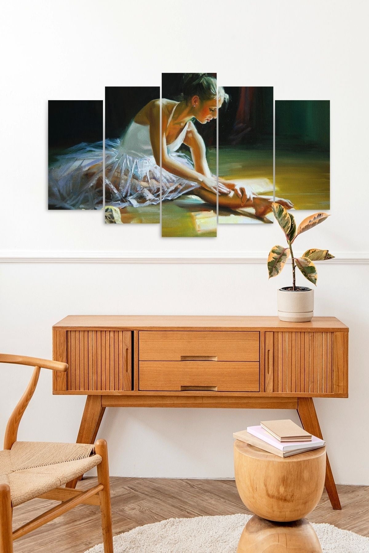 Kadın Kuğu 5 Parçalı Mdf Tablo 60 x 100