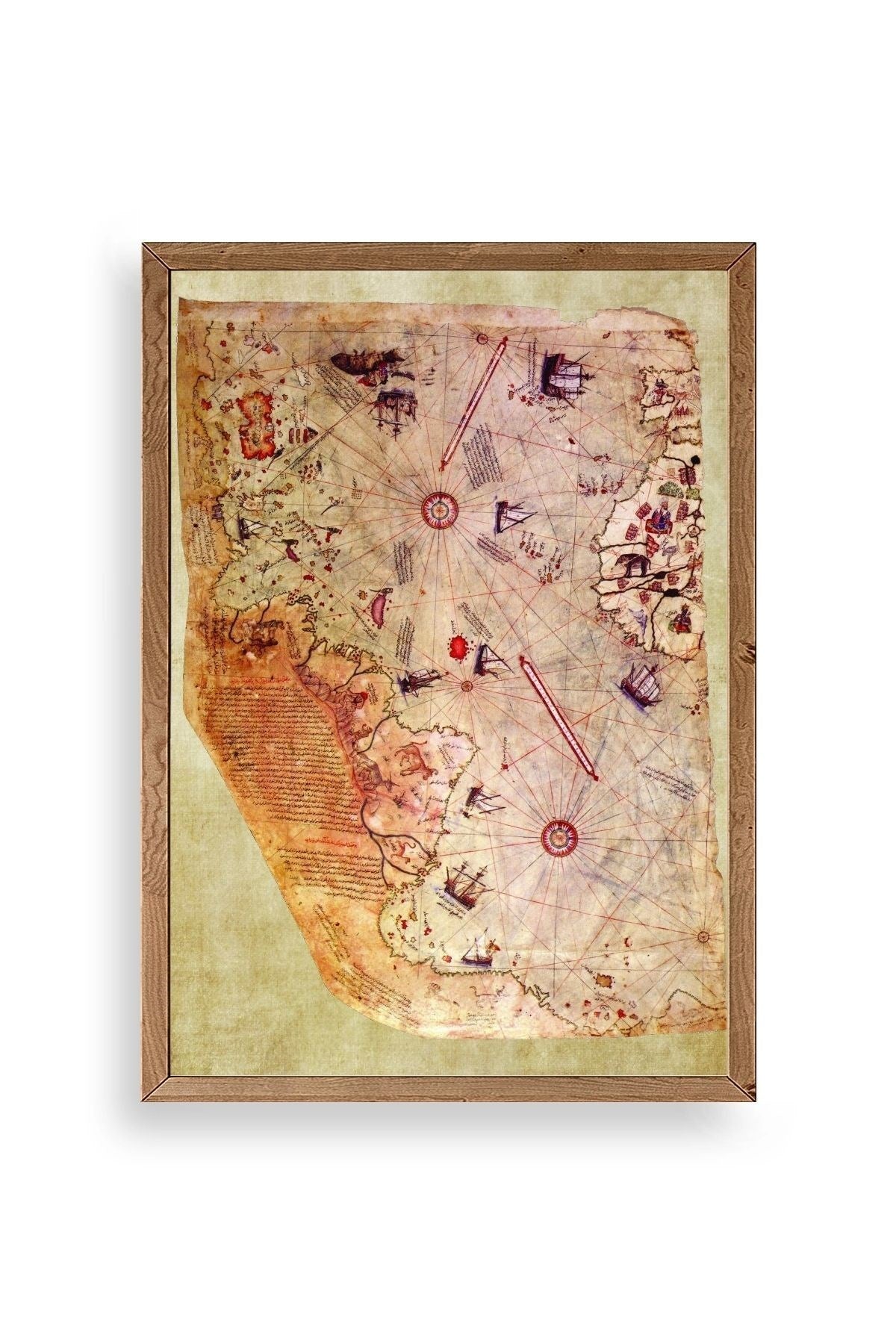 Harita Ahşap Çerçeveli Tablo 17 x 23
