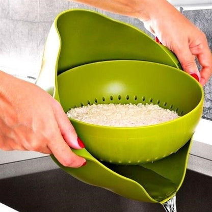 BUFFER® Çok Amaçlı 360 Derece Dönebilir Pratik Hazneli Mutfak Süzgeç Elek