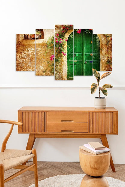 Şehir Ev Manzara 5 Parçalı Mdf Tablo 60 x 100