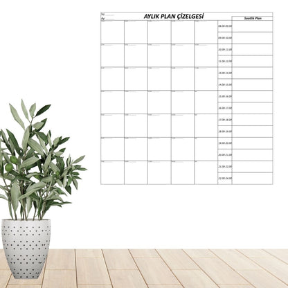 BUFFER® Aylık Planlayıcı Manyetik Duvar Stickerı Takvim Plan Çizelgesi