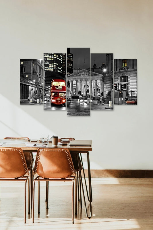 Şehir Manzarası 5 Parçalı Mdf Tablo 60 x 100