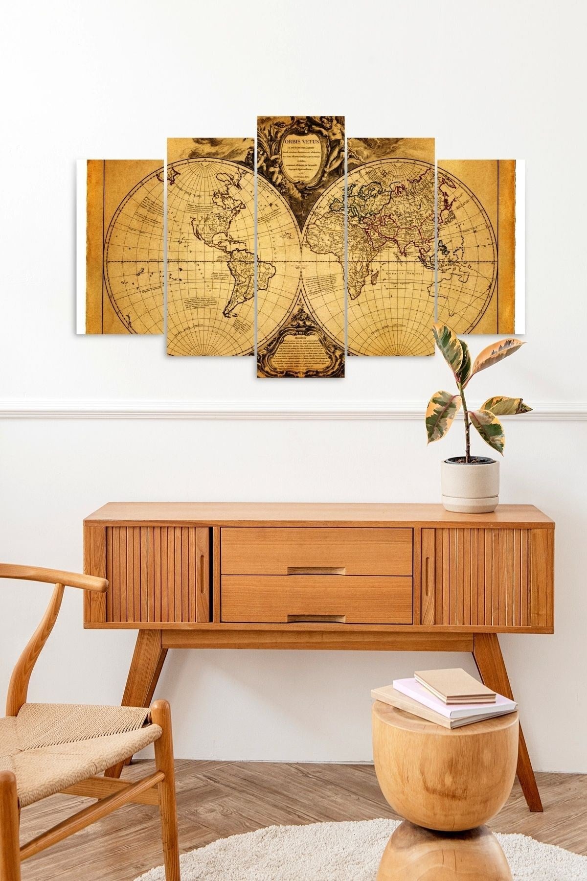 Haritalar 5 Parçalı Mdf Tablo 60 x 100