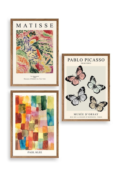 Matisse Üçlü Ahşap Çerçeveli Tablo 30 x 40