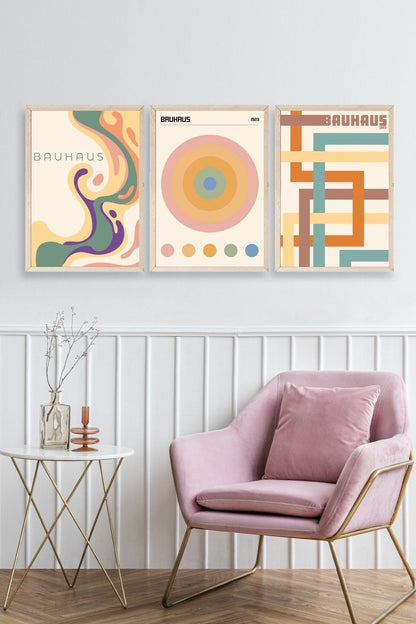 Bauhaus Üçlü Ahşap Çerçeveli Tablo 23 x 30