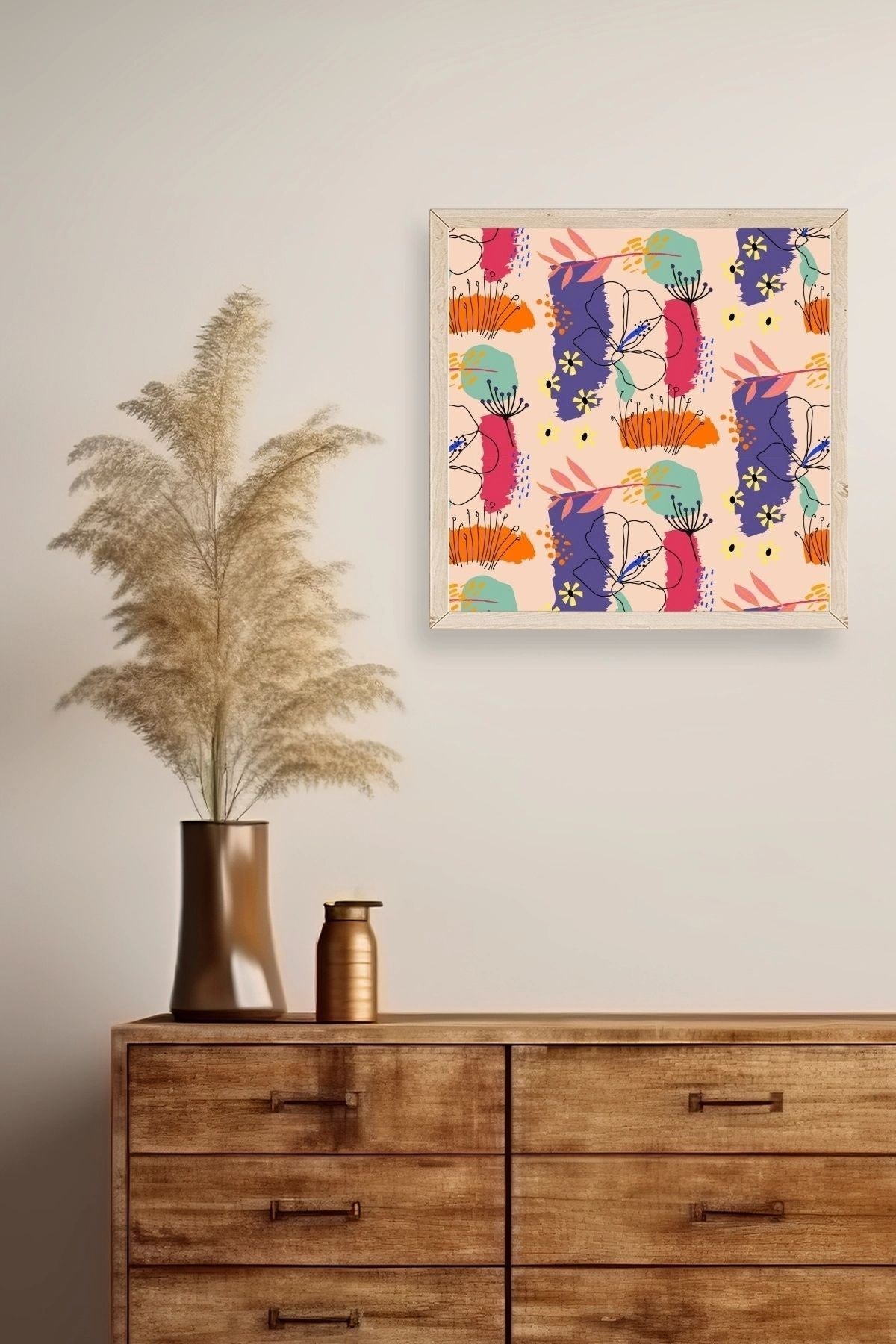 Modern Ahşap Çerçeveli Tablo 50 x 50