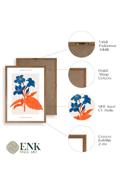 Çiçekler Ahşap Çerçeveli Tablo 23 x 30
