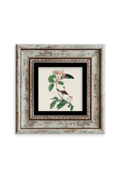 Yapraklar ve Kuş Çerçeveli Taş Tablo 20 cm