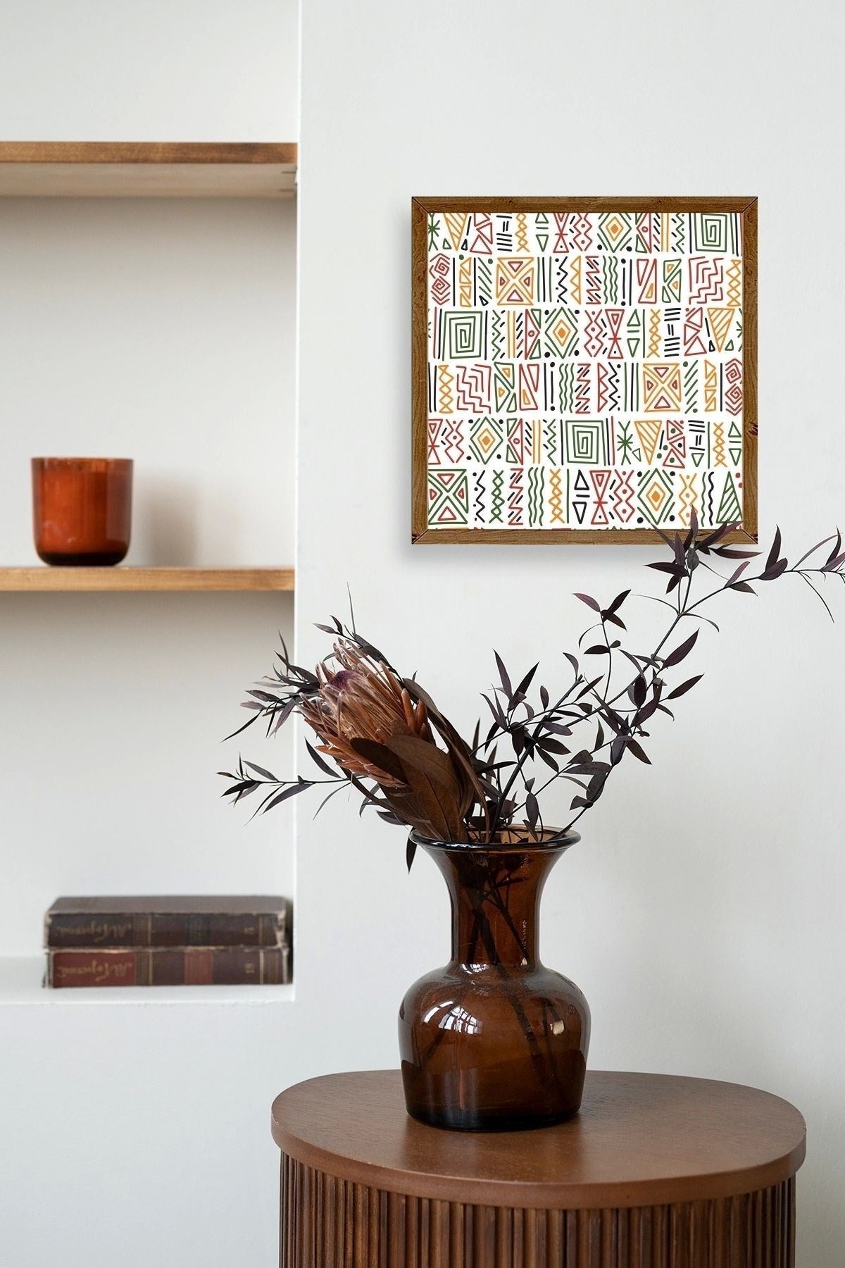 Çizgiler Ahşap Çerçeveli Tablo 50 x 50