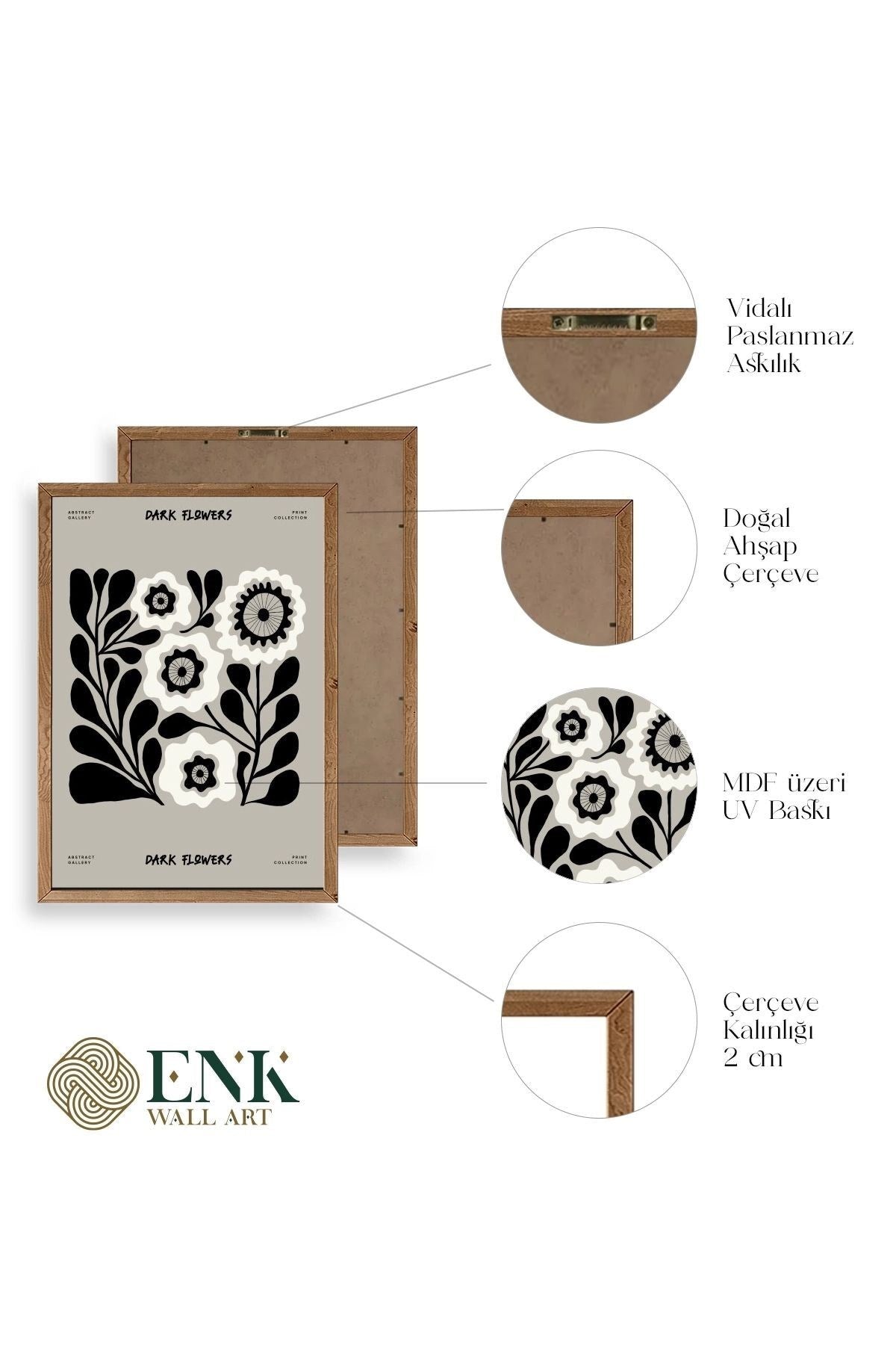 Çiçek Ahşap Çerçeveli Tablo 50 x 70