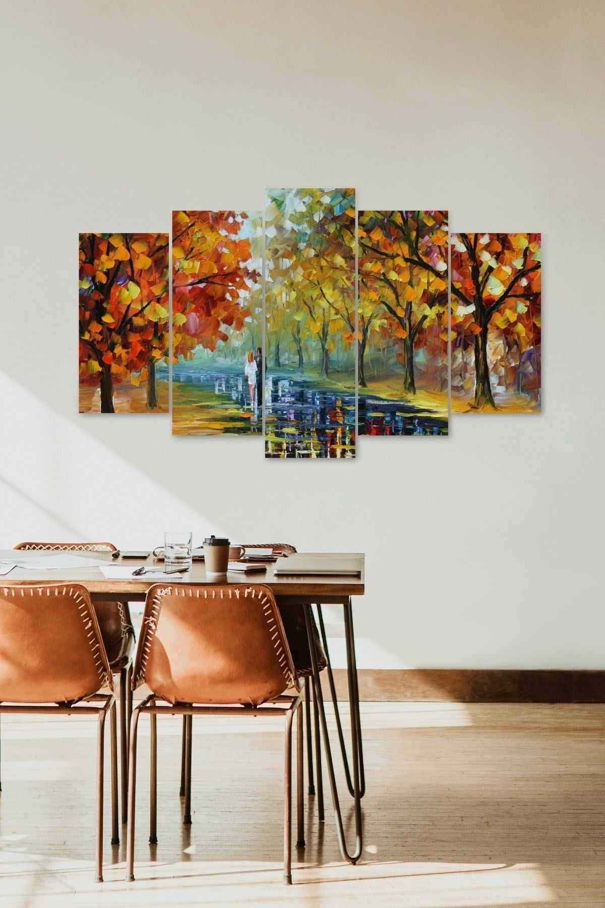 Sonbahar Yağmur 5 Parçalı Mdf Tablo 60 x 100