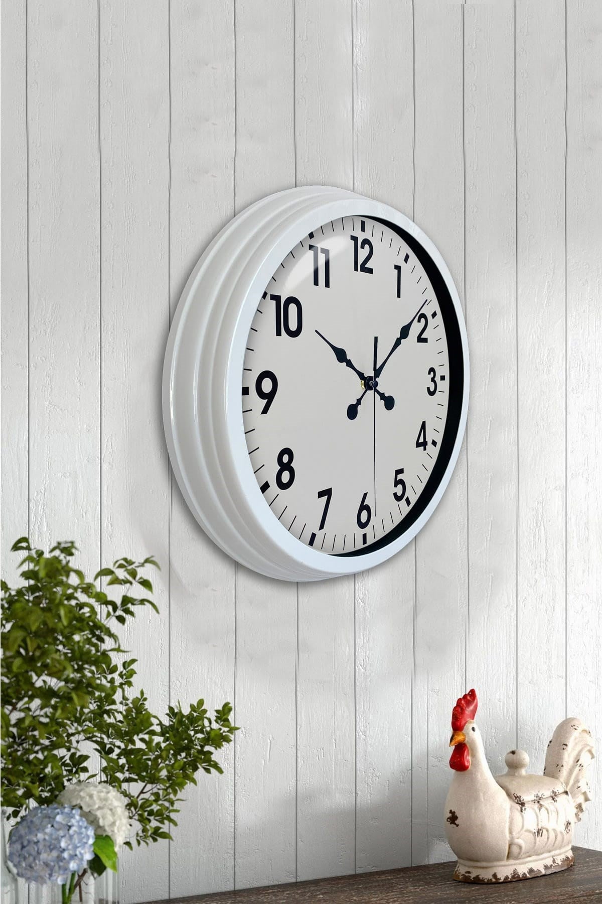 Zentime 40 Cm Metal Beyaz Klasik Duvar Saati