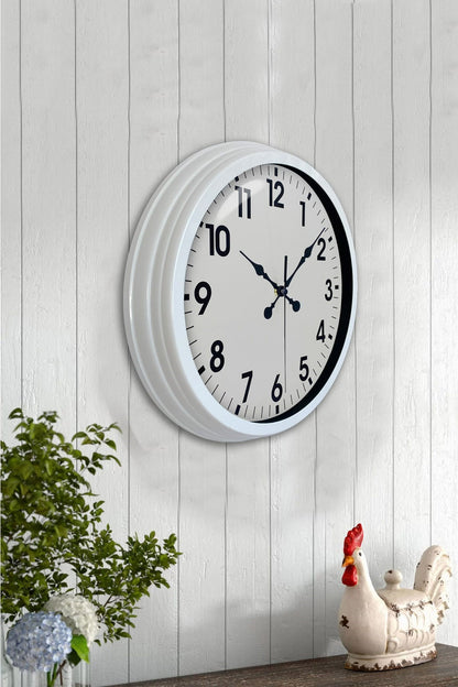 Zentime 40 Cm Metal Beyaz Klasik Duvar Saati