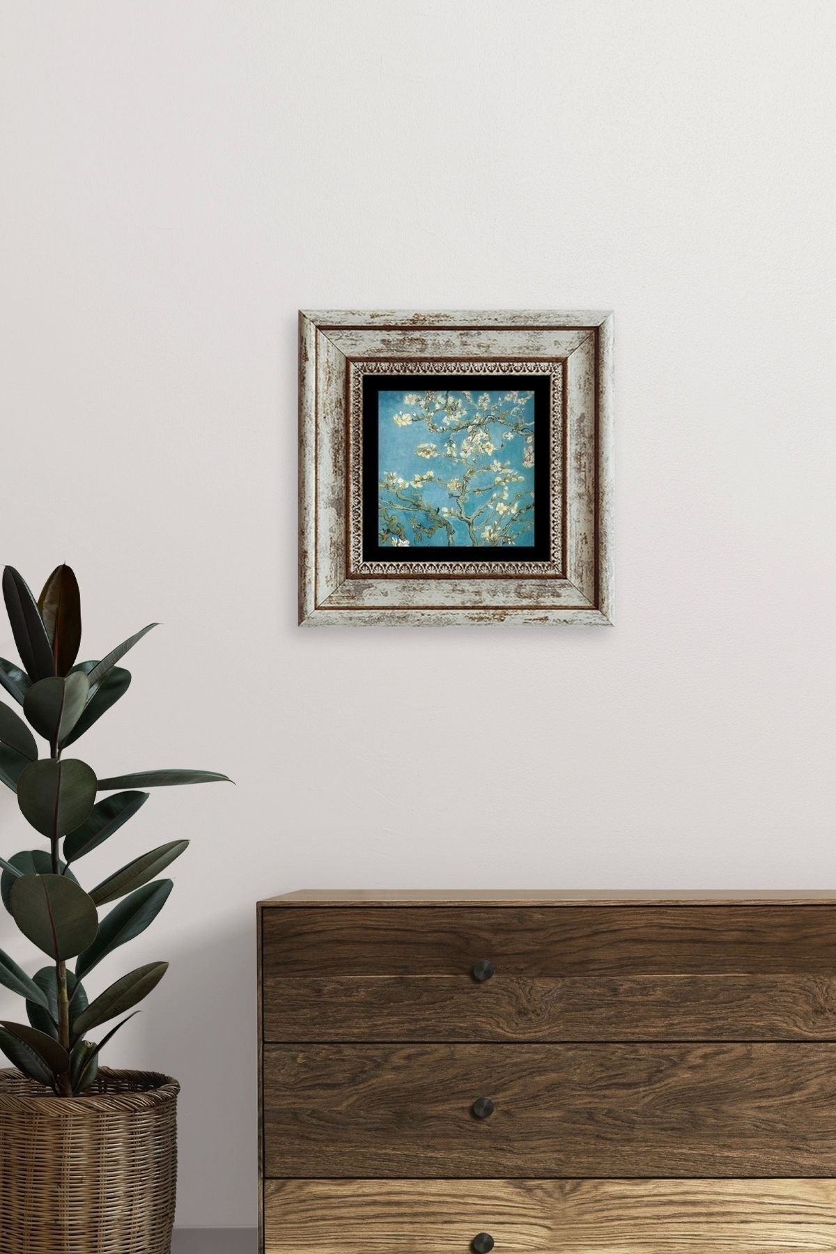 Bahar Çiçekleri Çerçeveli Taş Tablo 20 cm