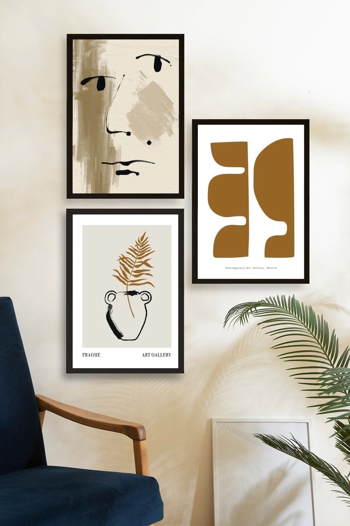 Modern Üçlü Ahşap Çerçeveli Tablo 40 x 60