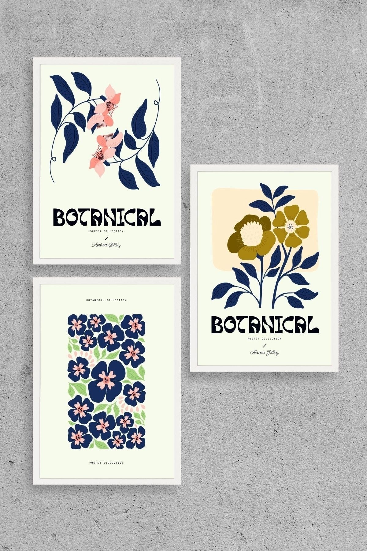 Botanik Üçlü Ahşap Çerçeveli Tablo 40 x 60