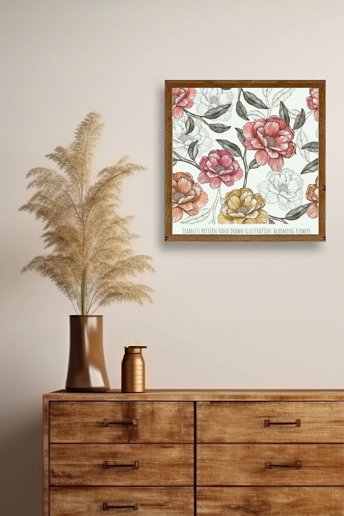 Gül Ahşap Çerçeveli Tablo 23 x 23