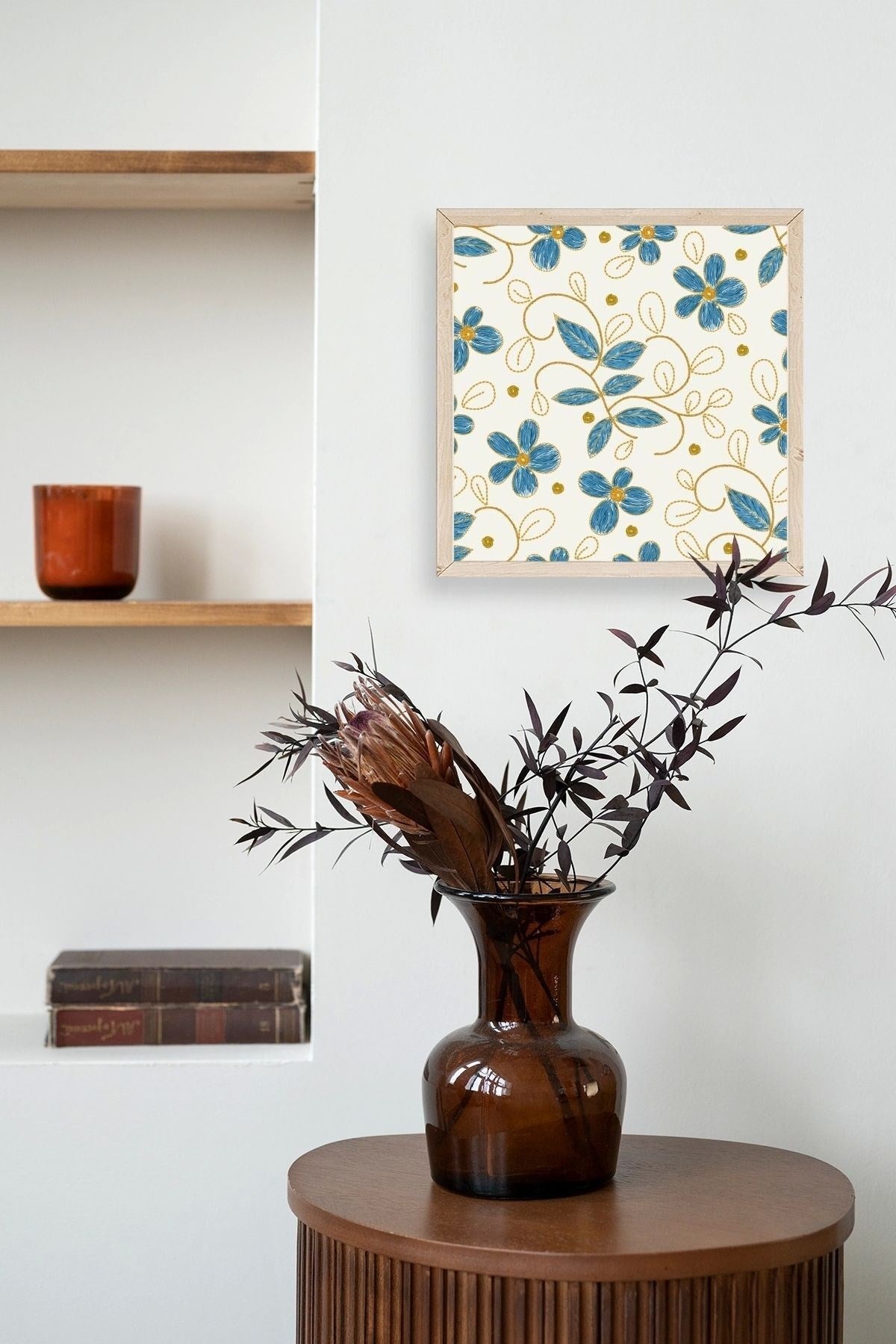 Çiçek Ahşap Çerçeveli Tablo 23 x 23