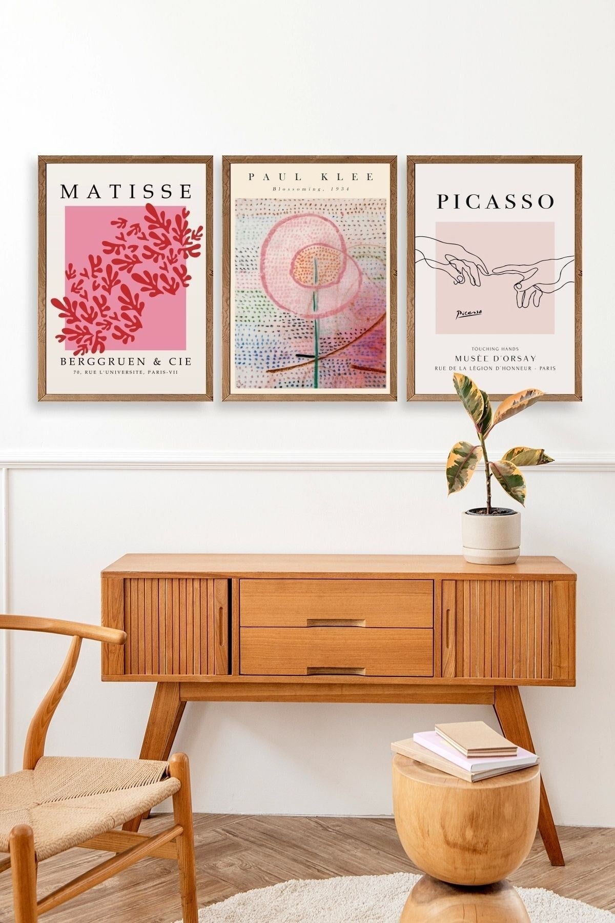 Ünlü Tablolar Üçlü Ahşap Çerçeveli Tablo 30 x 40