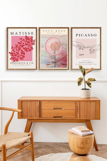 Ünlü Tablolar Üçlü Ahşap Çerçeveli Tablo 30 x 40