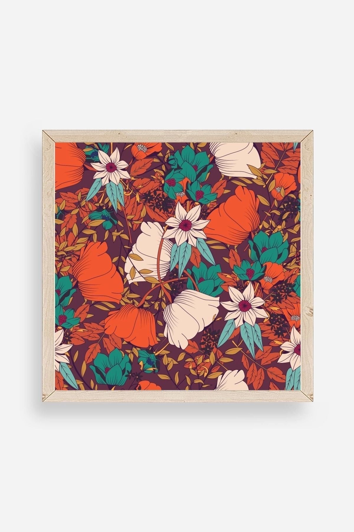 Çiçek Ahşap Çerçeveli Tablo 50 x 50