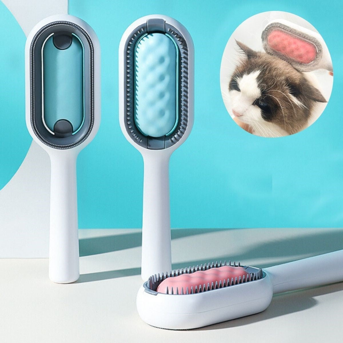 BUFFER® Evcil Hayvanlar İçin Çift Taraflı Pet Fırçası Nemli Tüy Tarama Tarağı