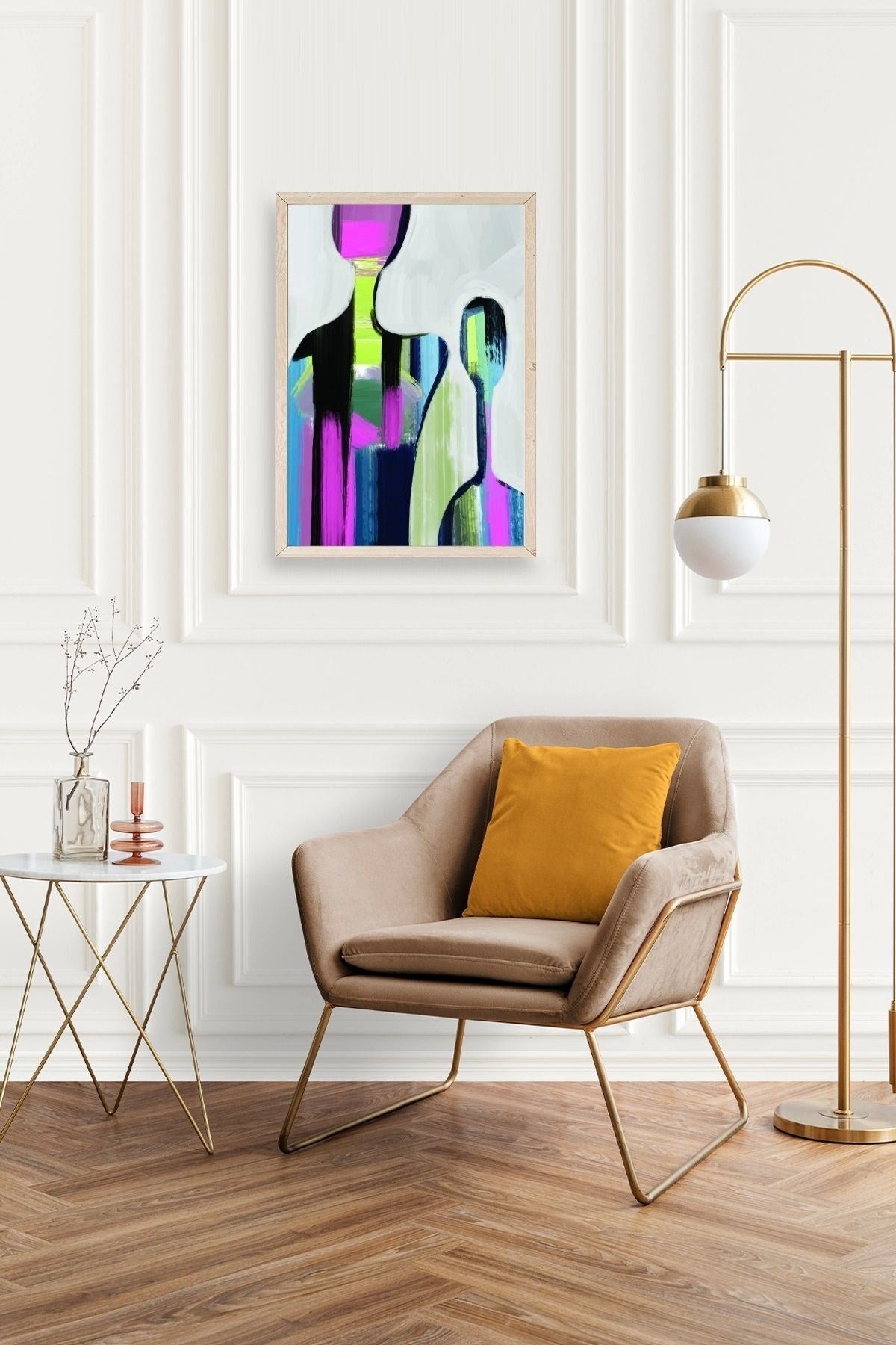 Soyut Ahşap Çerçeveli Tablo 30 x 42