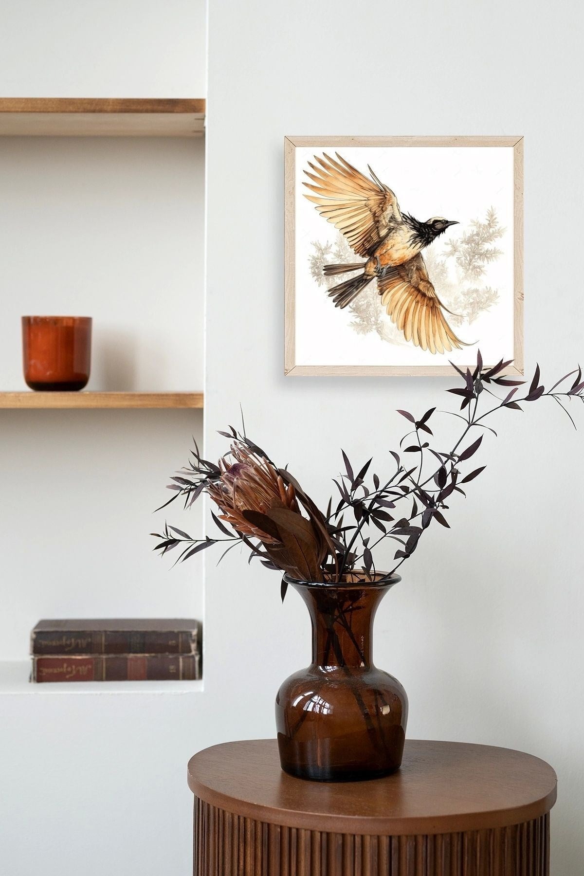 Kuş Ahşap Çerçeveli Tablo 23 x 23