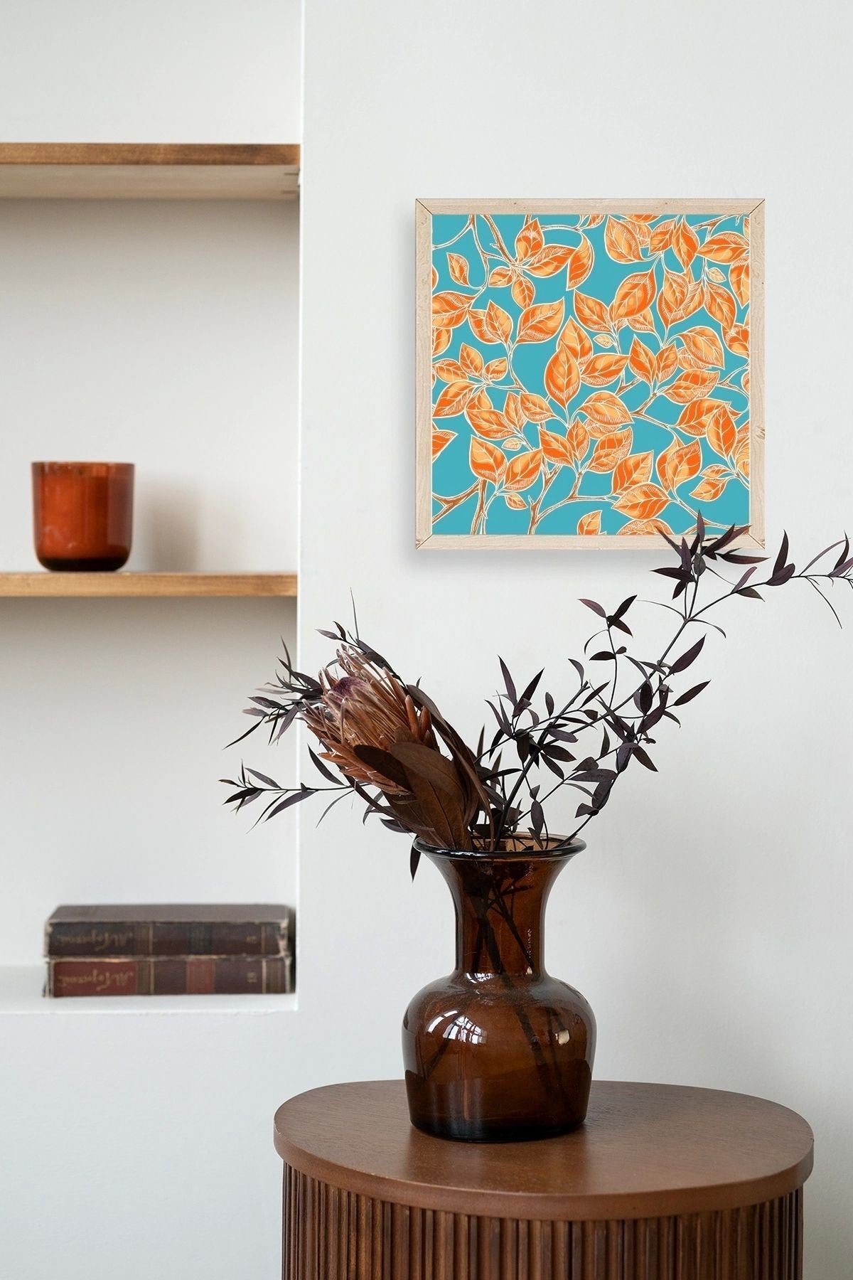 Yaprak Ahşap Çerçeveli Tablo 42 x 42