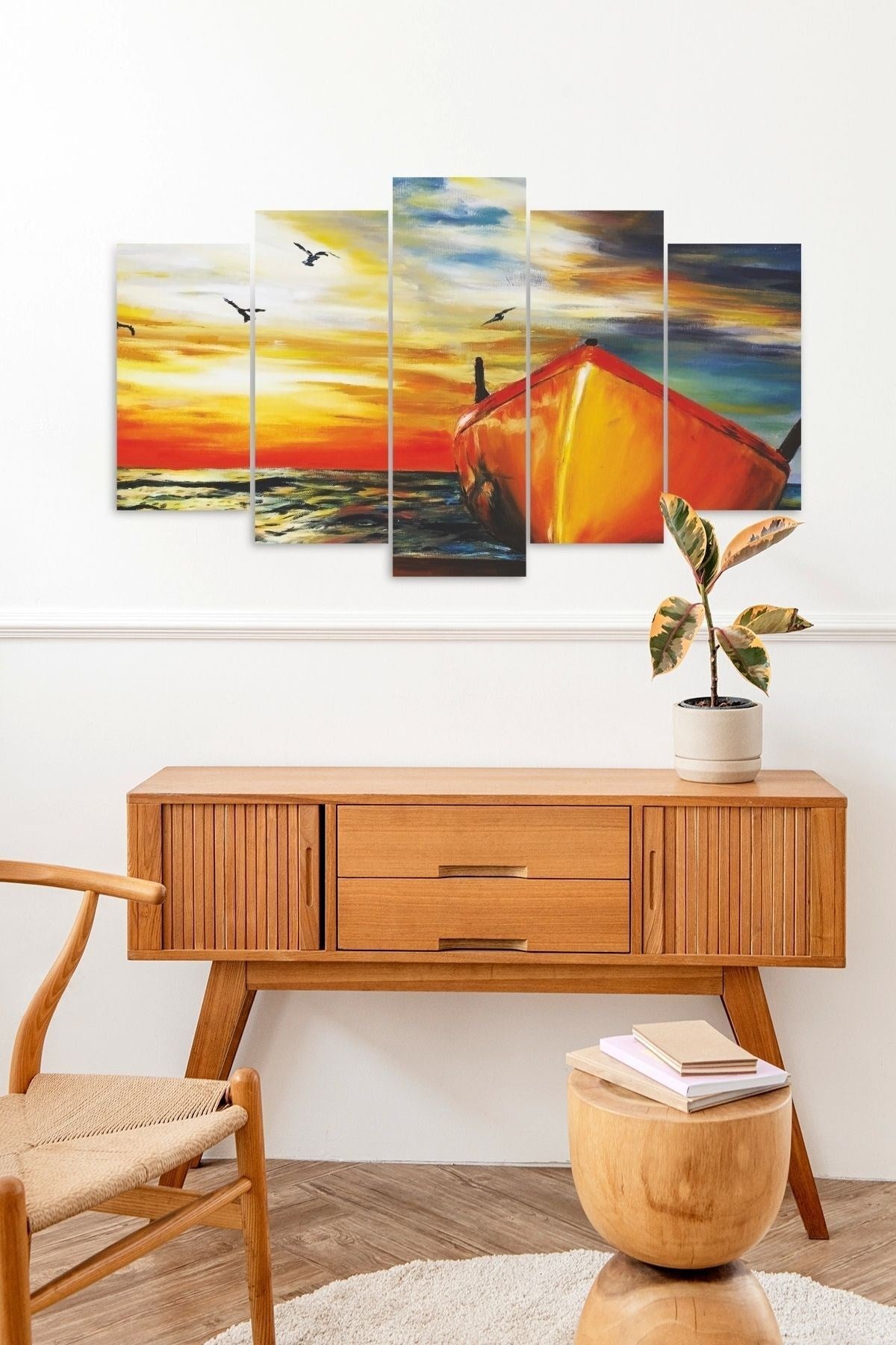 Deniz Manzarası 5 Parçalı Mdf Tablo 60 x 100