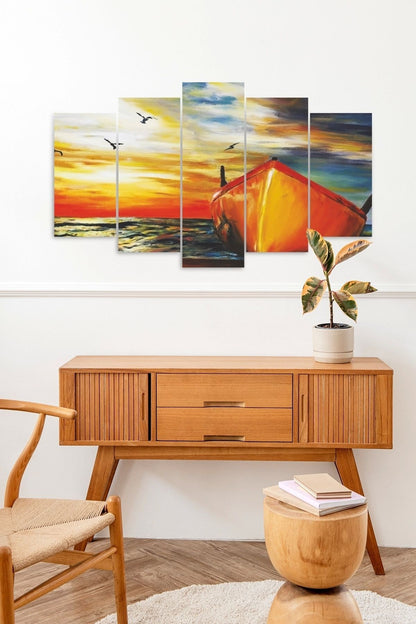 Deniz Manzarası 5 Parçalı Mdf Tablo 60 x 100