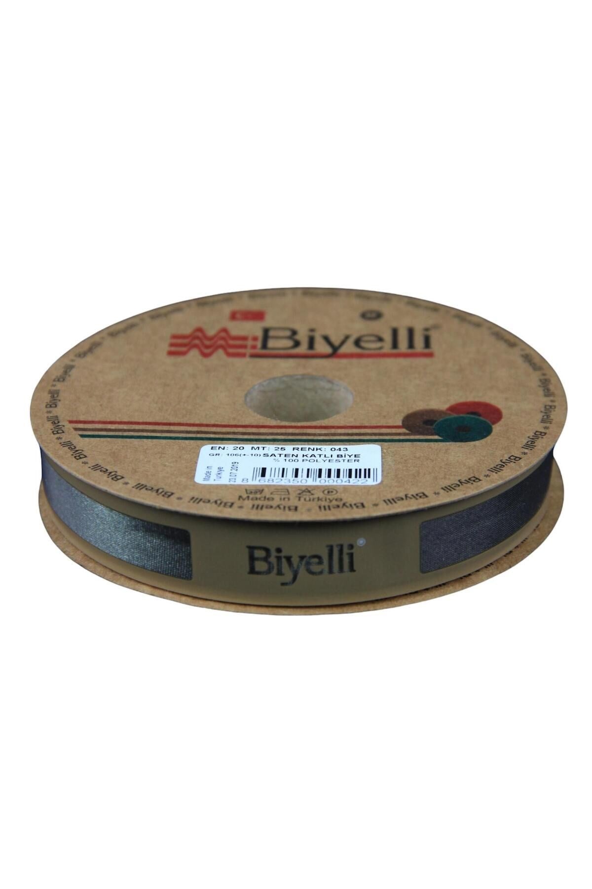 Biye Saten Katlı 043 Haki 2 cm 25 Metre %100 Polyester