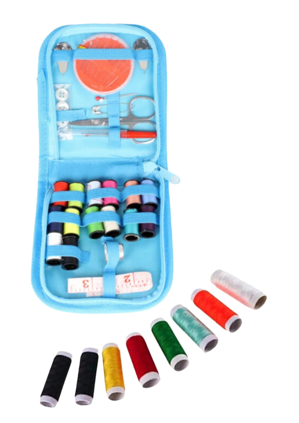 İplik Set Fermuarlı Plastik Dikiş Seti Mavi