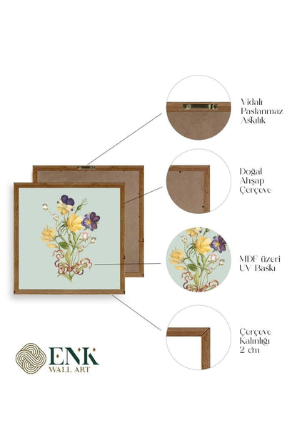 Çiçek Ahşap Çerçeveli Tablo 23 x 23