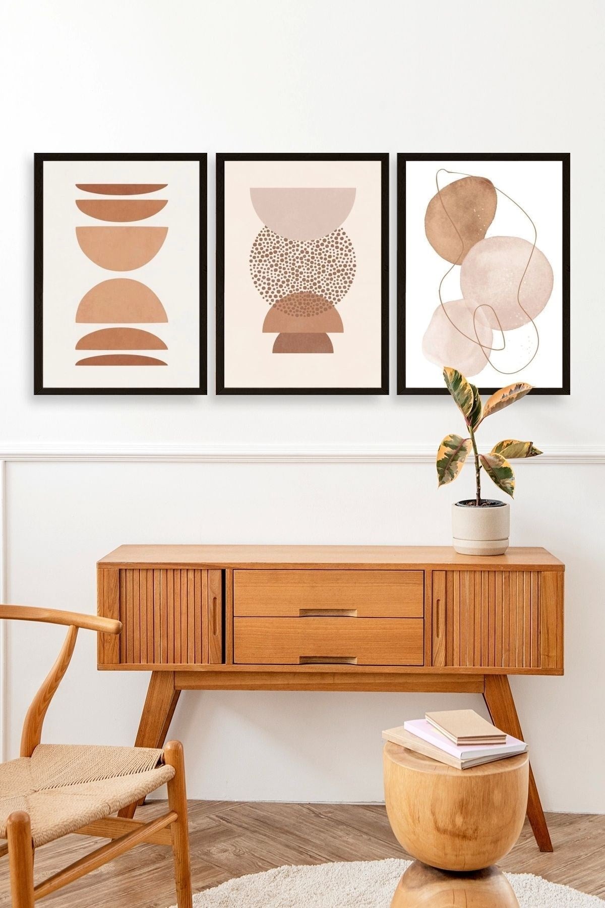 Modern Üçlü Ahşap Çerçeveli Tablo 30 x 40