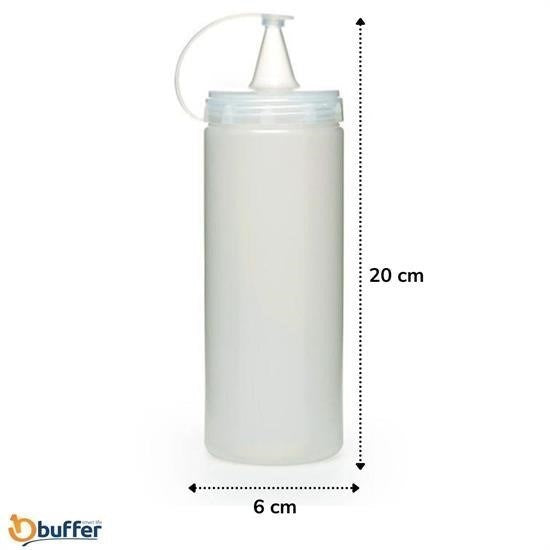 BUFFER® Şeffaf Kapaklı Sızdırmaz Yağlık Sosluk Şişesi Plastik Yağdanlık 400 ml AP-9028