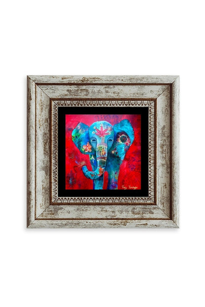 Fil Çerçeveli Taş Tablo 20 cm