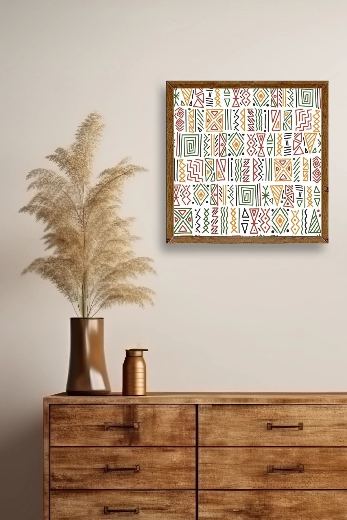 Çizgiler Ahşap Çerçeveli Tablo 50 x 50