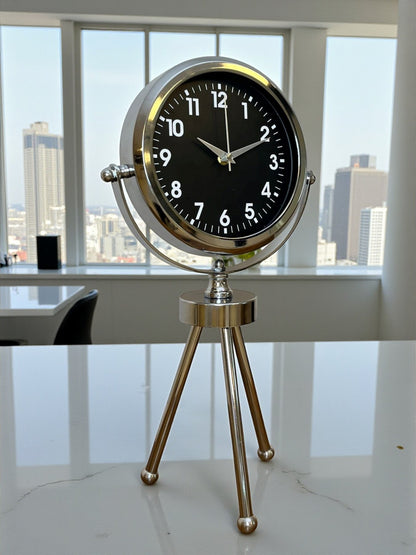 Zentime Krom Şık Üç Ayaklı Masa Saati