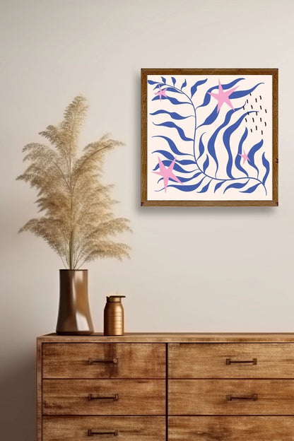 Yaprak Ahşap Çerçeveli Tablo 42 x 42