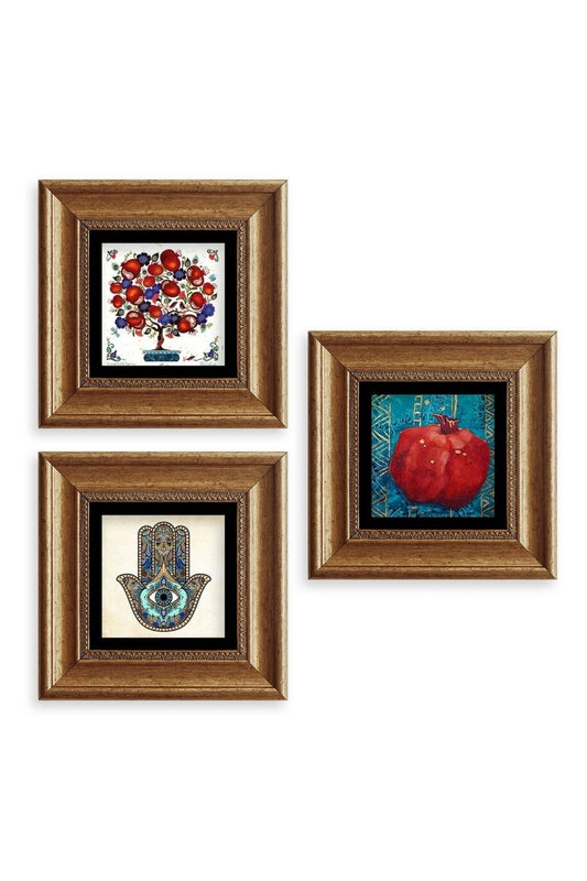 Mistik 3 lü Set Çerçeveli Taş Tablo 20 cm