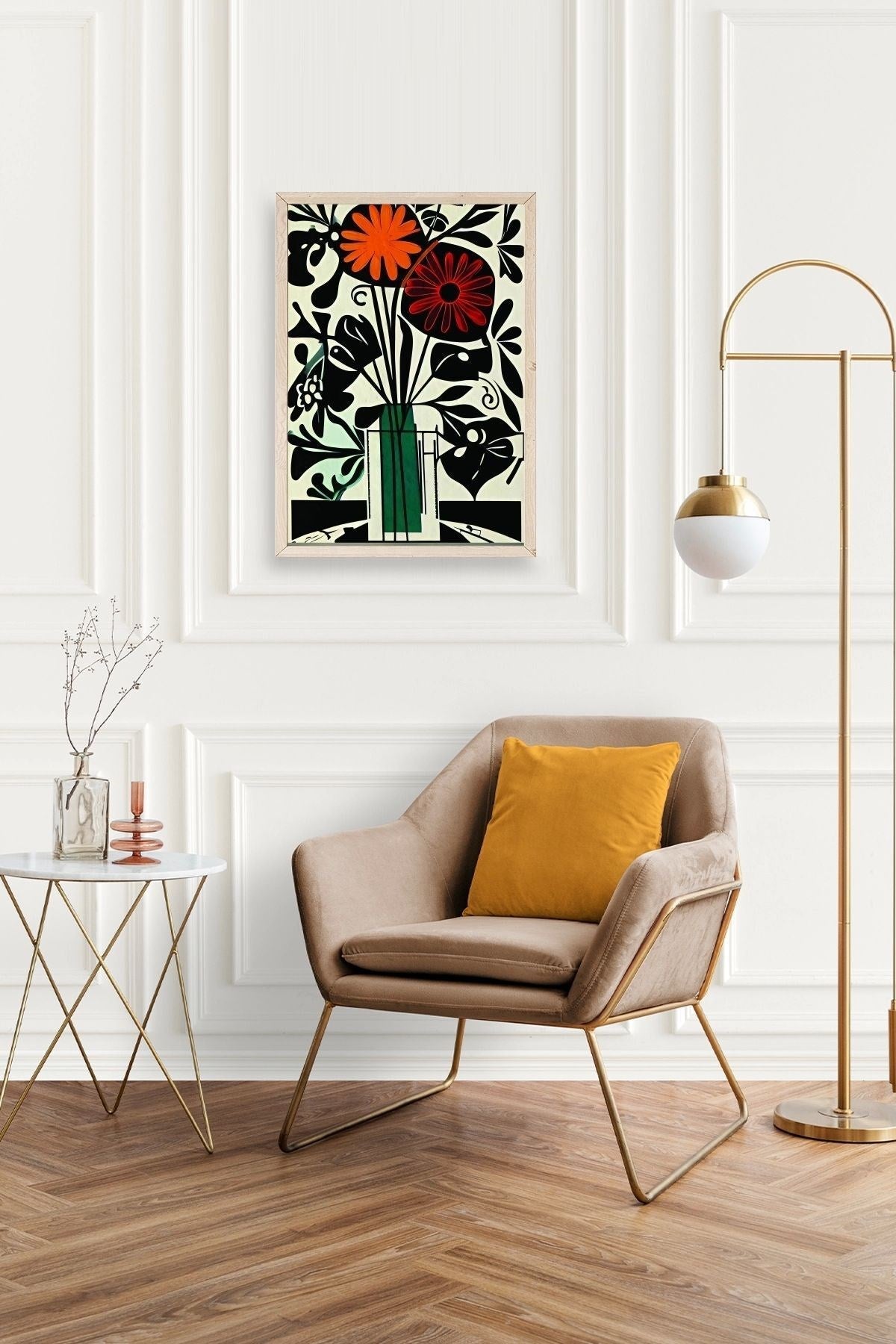 Çiçek Ahşap Çerçeveli Tablo 23 x 30