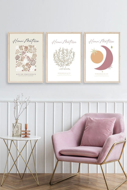 Matisse Üçlü Ahşap Çerçeveli Tablo 30 x 40