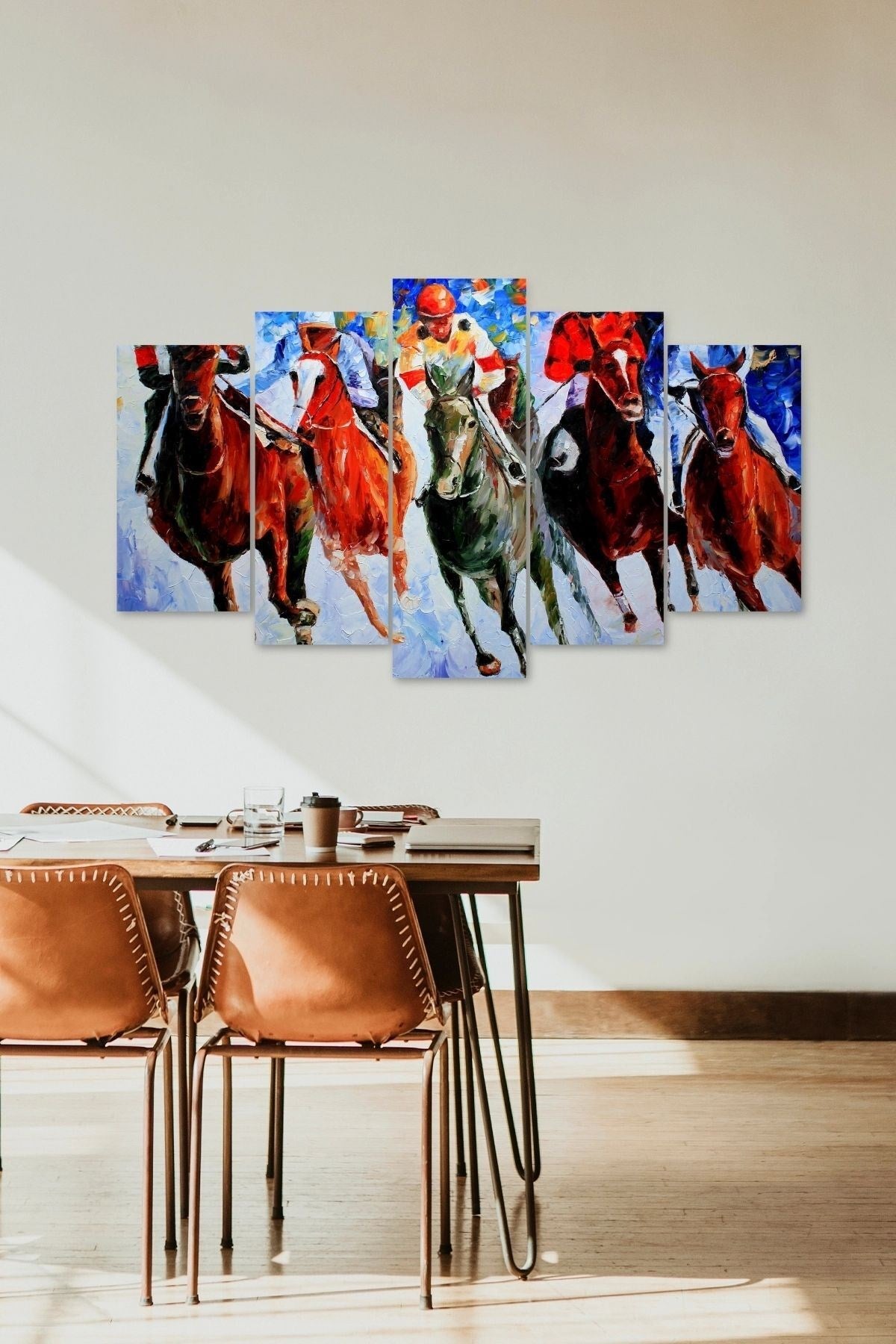 Yarış Atları 5 Parçalı Mdf Tablo 60 x 100