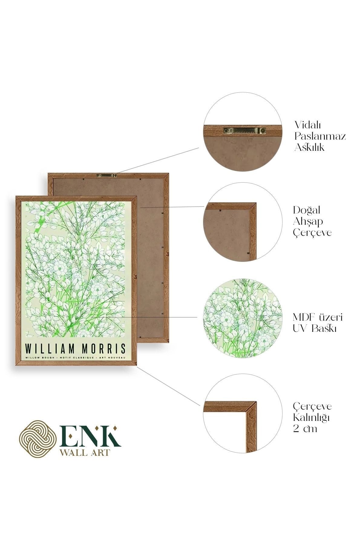 Çiçekler Ahşap Çerçeveli Tablo 17 x 23