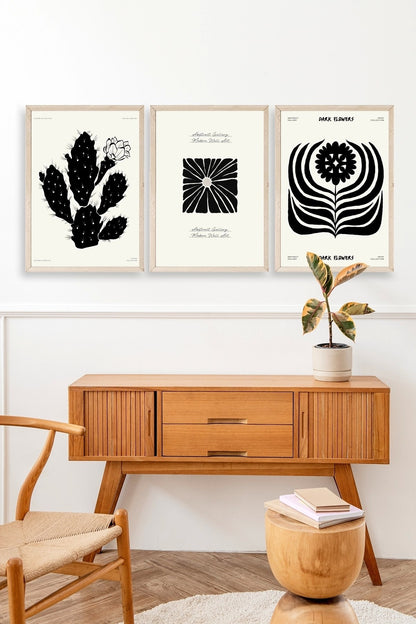 Modern Üçlü Ahşap Çerçeveli Tablo 30 x 40