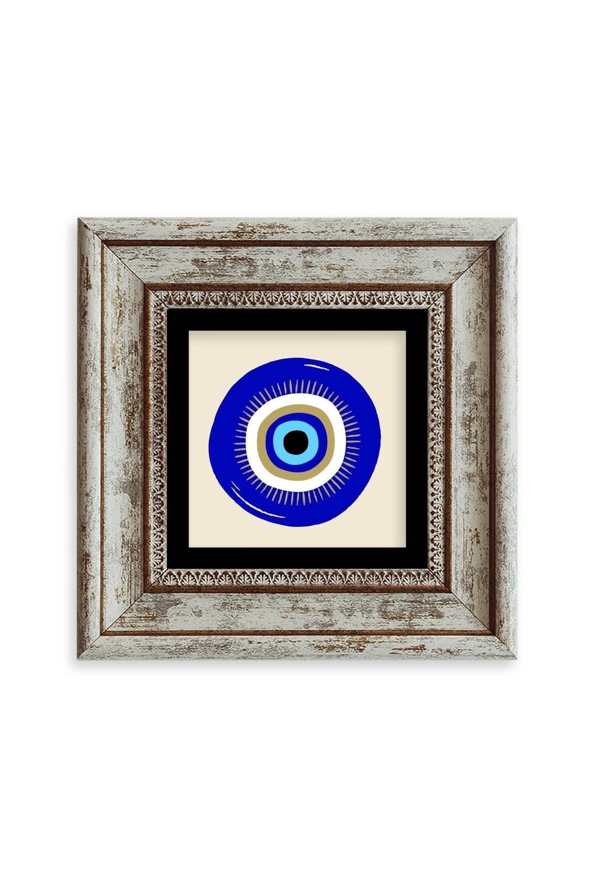 Nazar Boncuğu Çerçeveli Taş Tablo 20 cm