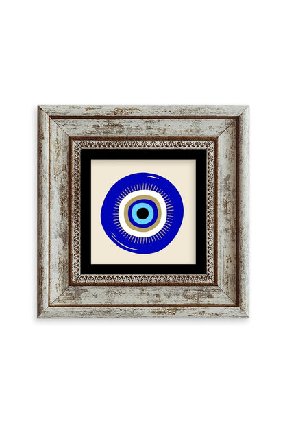 Nazar Boncuğu Çerçeveli Taş Tablo 20 cm